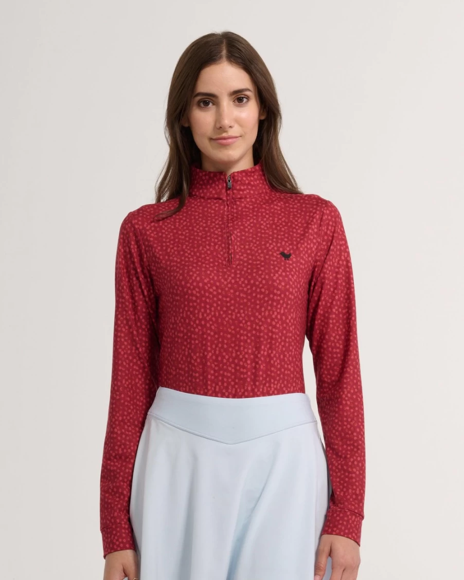 Bad Birdie Women's Red Alert Quarter Zip Pullover Golf Top
