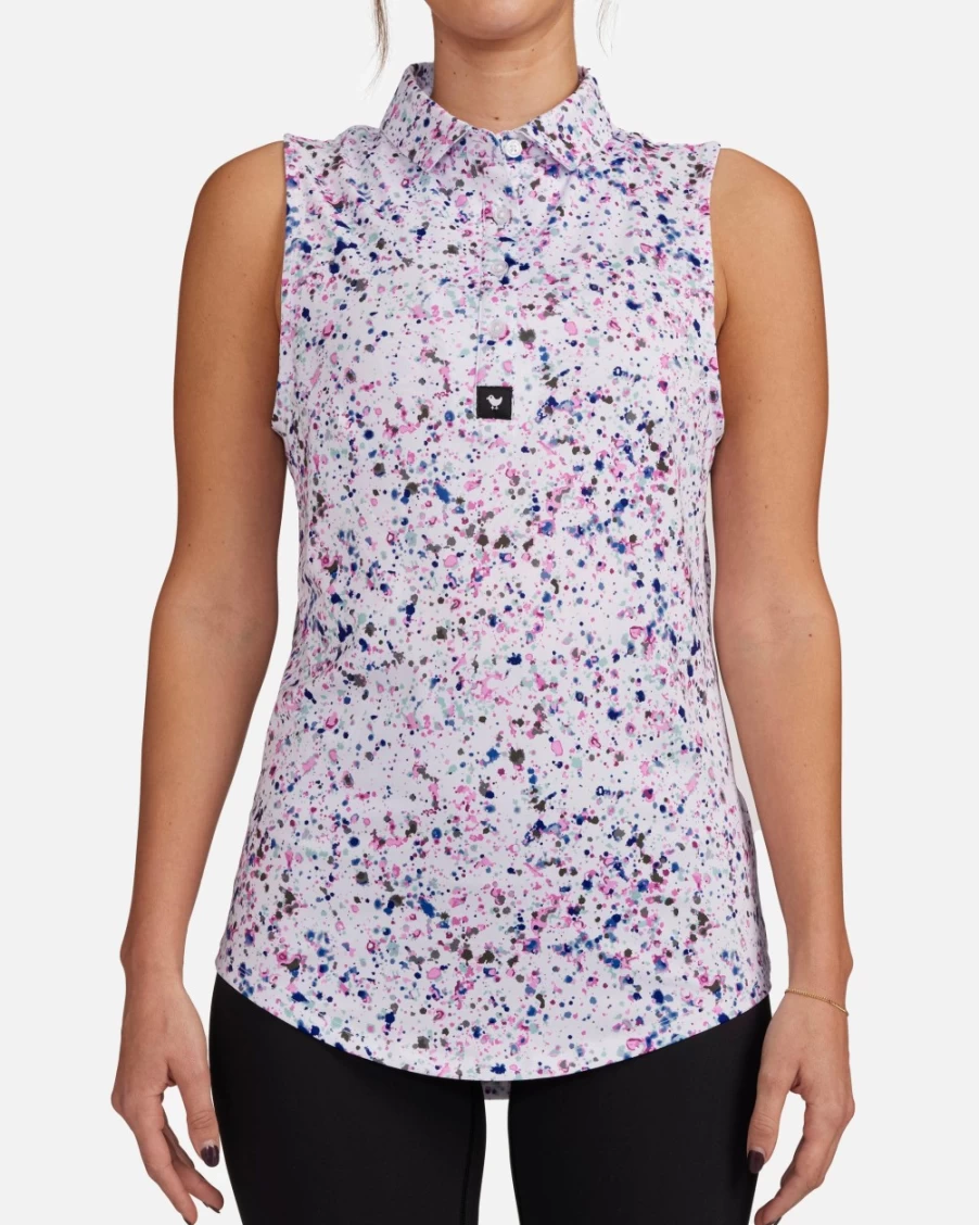 Bad Birdie Women's Paint Splatter Golf Polo - Unique 3 Color Design