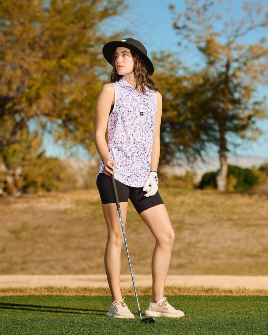 Bad Birdie Women's Paint Splatter Golf Polo - Unique 3 Color Design