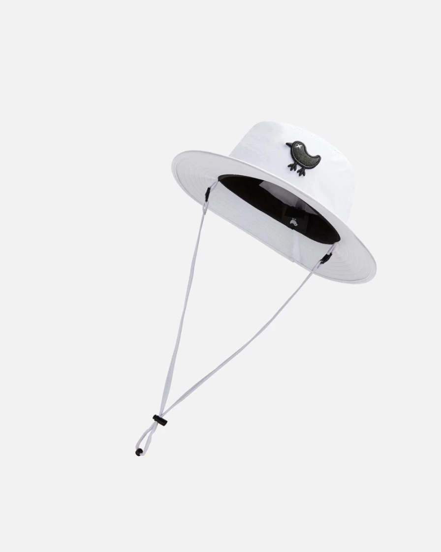 Bad Birdie White Sun Bucket Hat for UV Protection & Summer Style