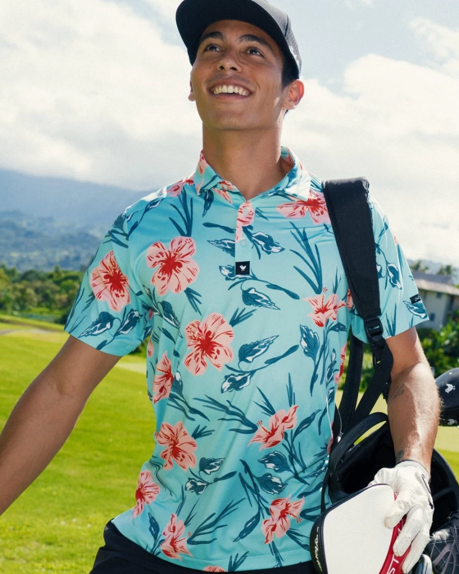 "Bad Birdie Men's Never Lei Up Golf Polo Shirt – Comfortable & Stylish Performance Wear"