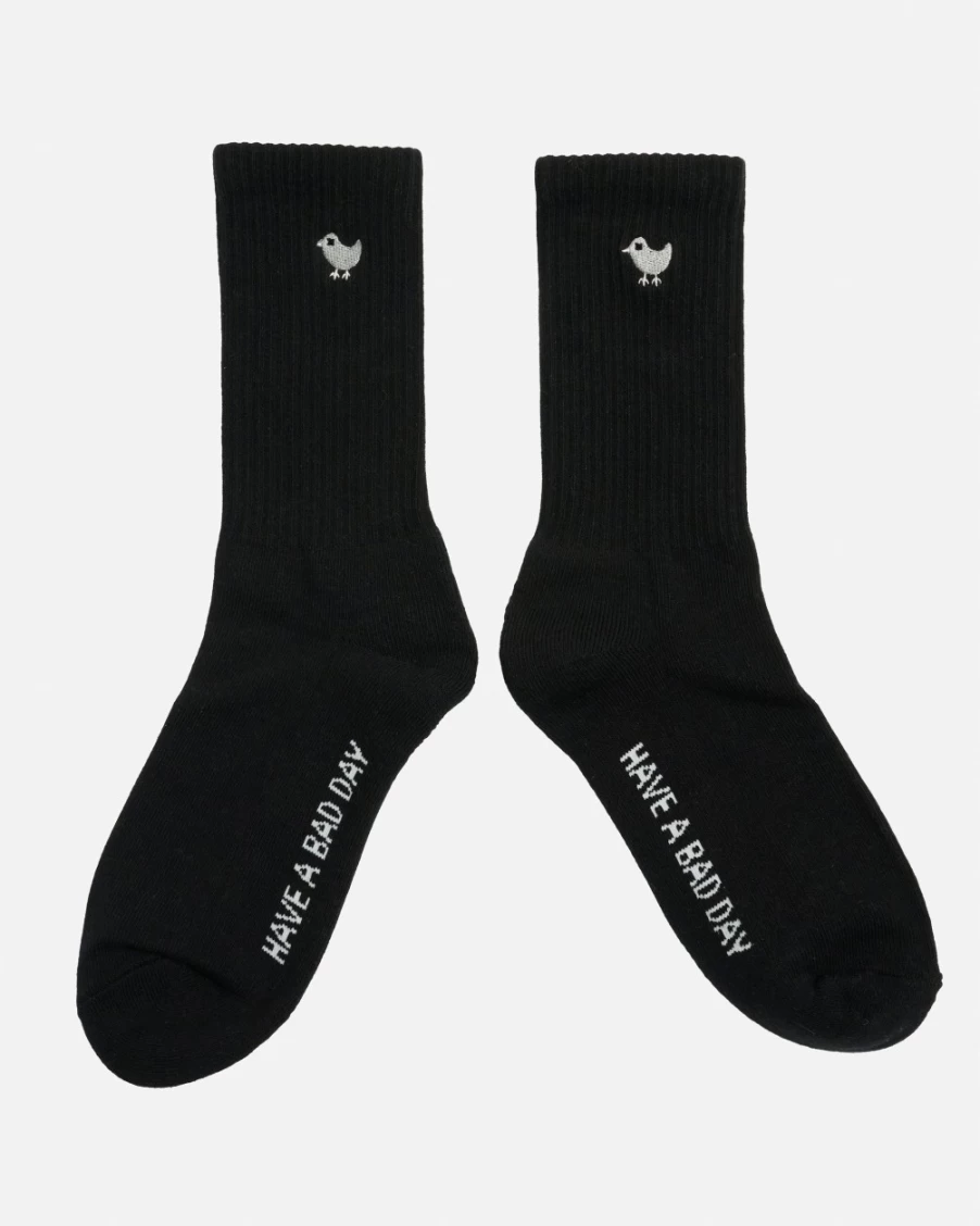 Bad Birdie Black/White Have A Bad Day Crew Socks for Men & Women