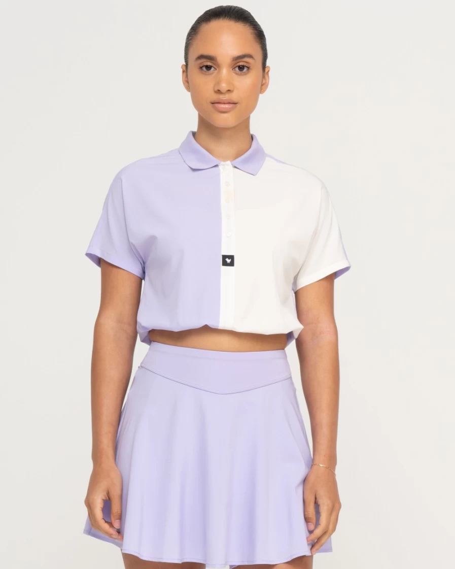 Bad Birdie Women's Lavender Range Crop Polo Shirt for Golf & Casual Wear