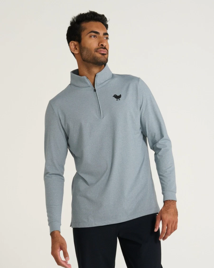 Bad Birdie Men's Heather Quarter Zip Pullover Golf Sweatshirt