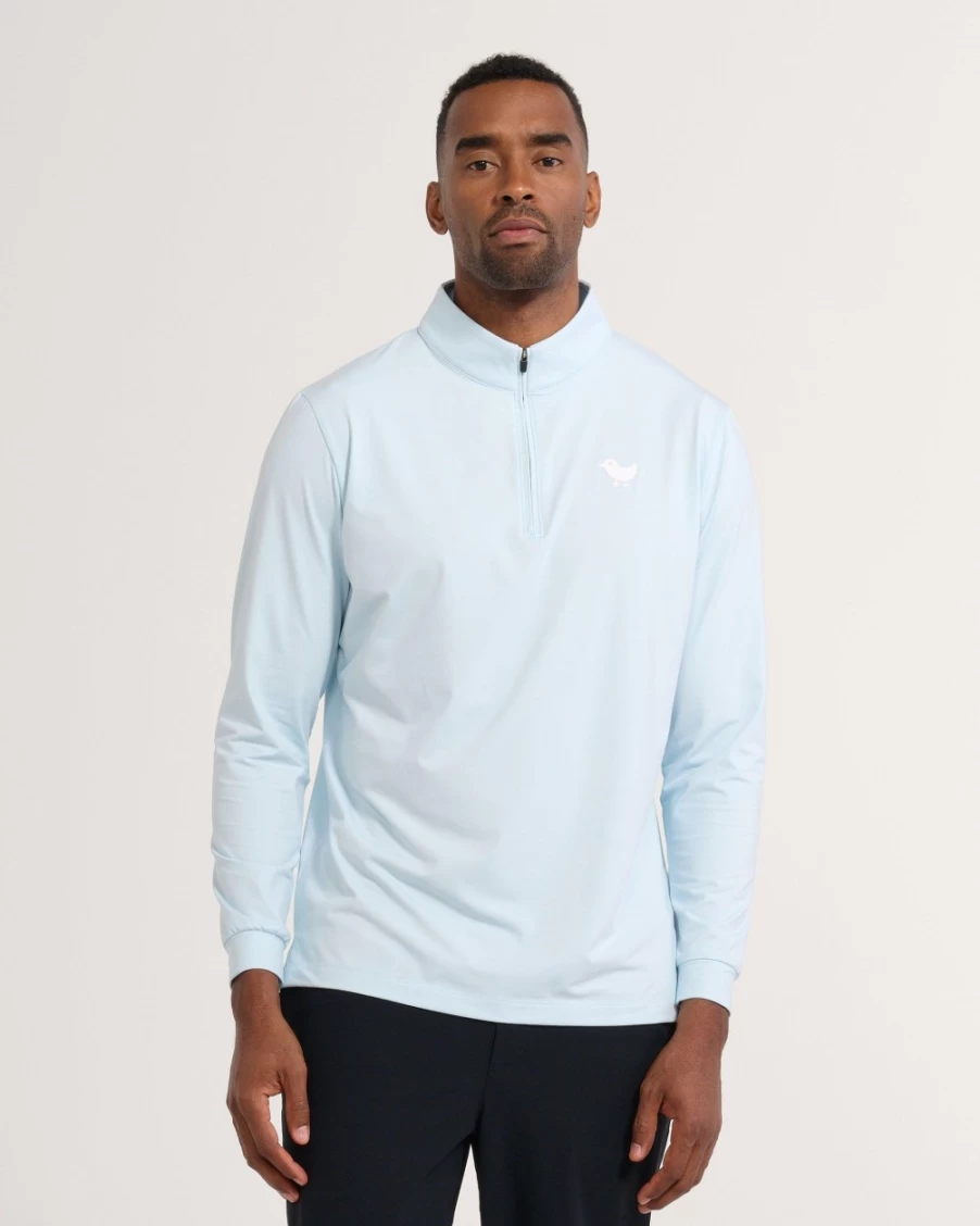 Bad Birdie Men's Baby Blue Quarter Zip Pullover Golf Sweater