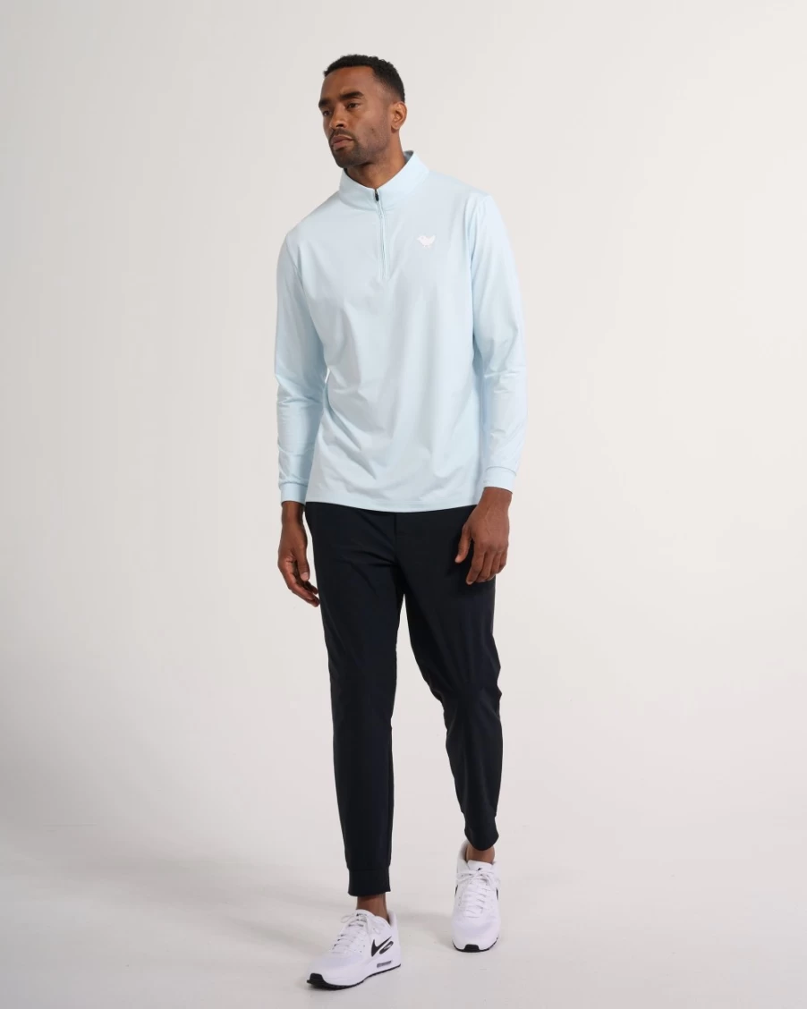 Bad Birdie Men's Baby Blue Quarter Zip Pullover Golf Sweater