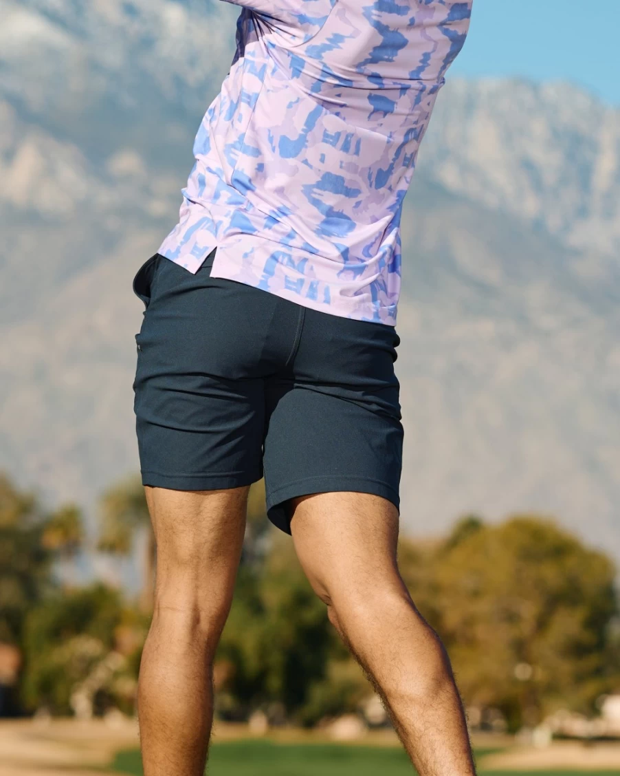 Men's Golf Shorts - Bad Birdie Navy Performance Flat Front Shorts for Men