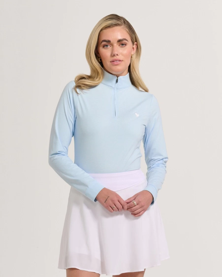Women's Baby Blue Quarter Zip Pullover - Bad Birdie Golf Top