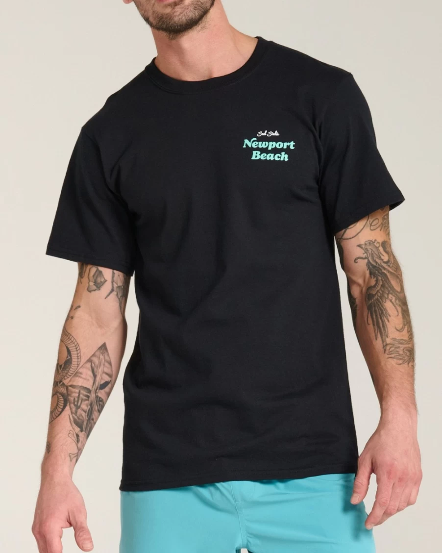 Bad Birdie Men's Newport Beach T-Shirt in Black - Premium Golf Tee for Style & Comfort