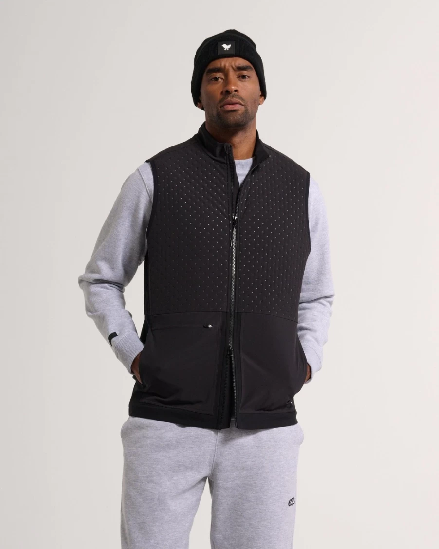 Bad Birdie Men's Hybrid Vest - Black | Lightweight Performance Golf Vest for Men