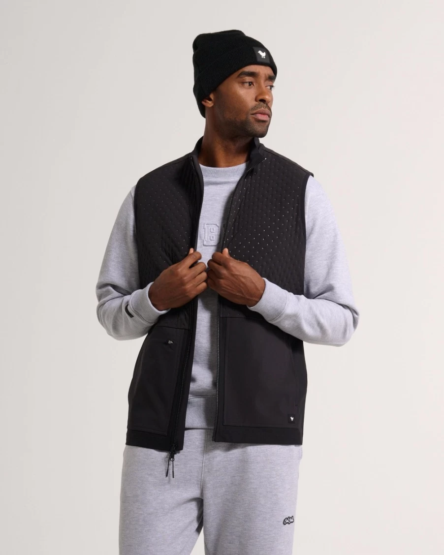 Bad Birdie Men's Hybrid Vest - Black | Lightweight Performance Golf Vest for Men