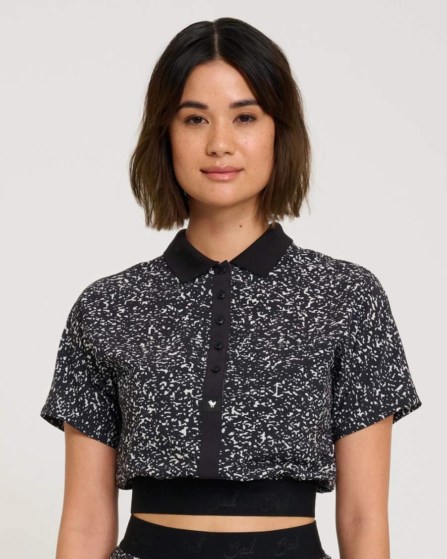 Bad Birdie Women's Night Flight Range Crop Polo Shirt for Golf & Casual Wear