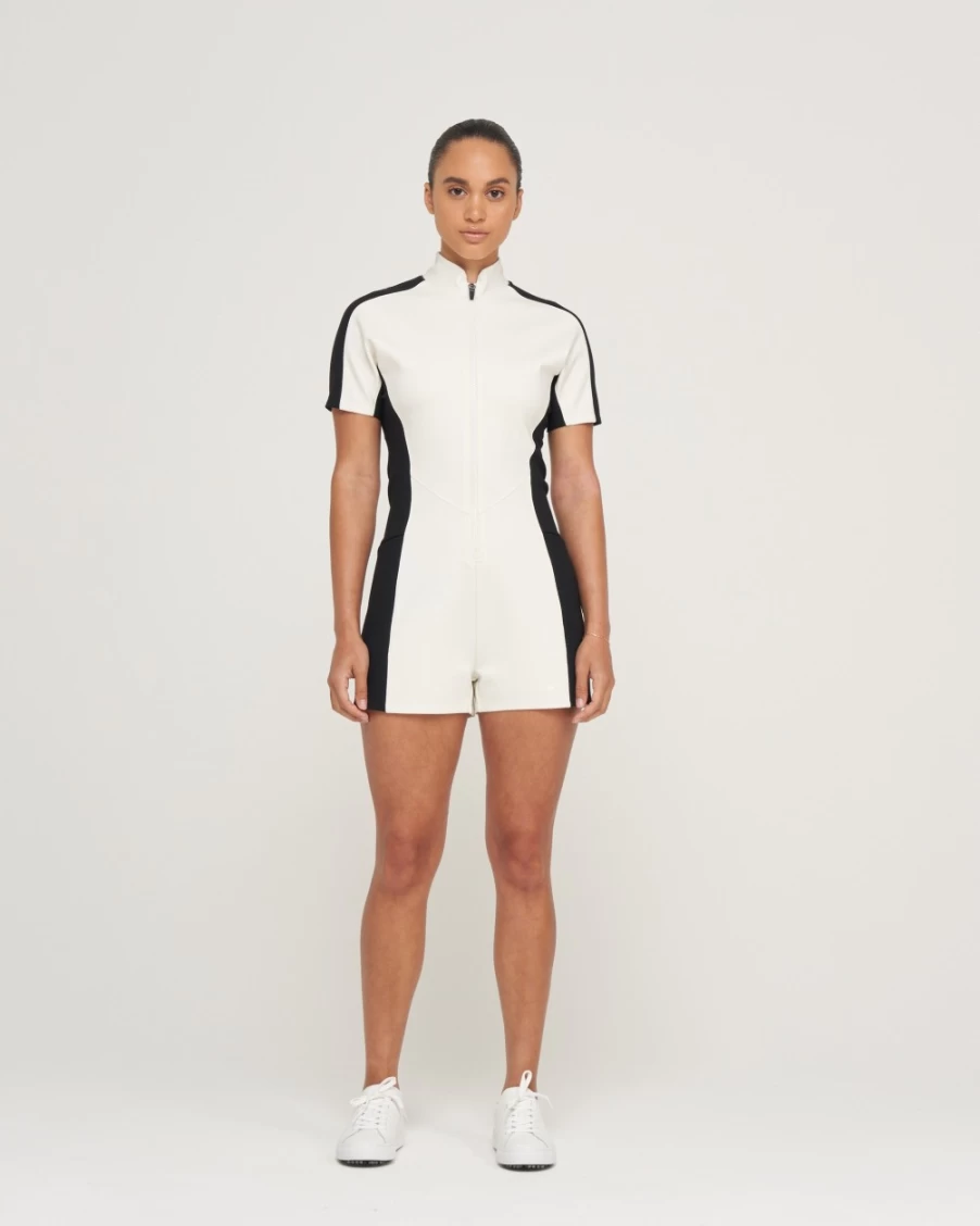 Bad Birdie Women's Whisper White Caddy Romper Golf Outfit